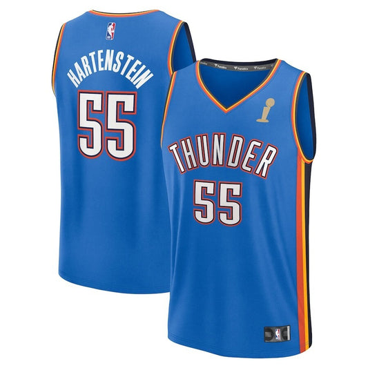 Oklahoma City Thunder #55 Isaiah Hartenstein 2025 NBA Finals Champions Fast Break Replica Player Jersey - Blue - Icon Ed