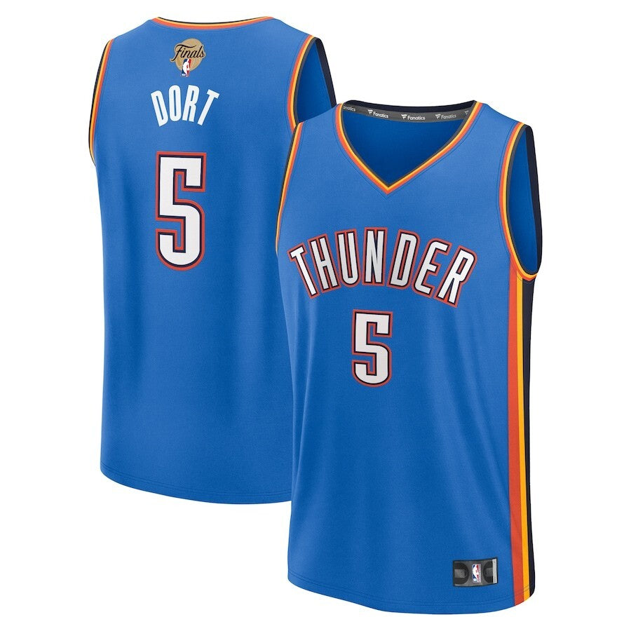 Oklahoma City Thunder #5 Luguentz Dort 2025 NBA Finals Fast Break Replica Player Jersey - Blue - Icon Edition