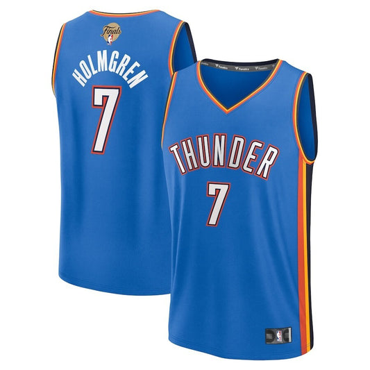 Oklahoma City Thunder #7 Chet Holmgren 2025 NBA Finals Fast Break Replica Player Jersey - Blue - Icon Edition