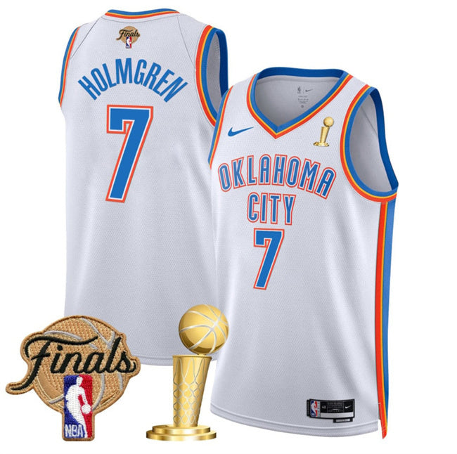 Oklahoma City Thunder #7 Chet Holmgren White 2025 Finals Patch And Finals