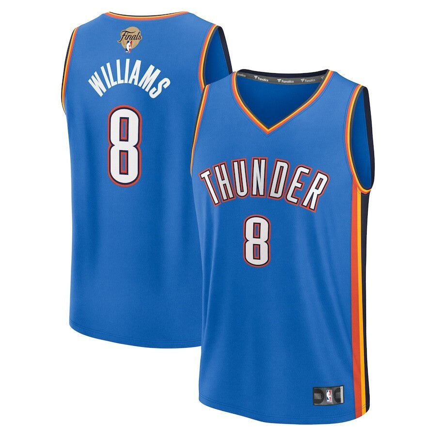 Oklahoma City Thunder #8 Jalen Williams 2025 NBA Finals Fast Break Replica Player Jersey - Blue - Icon Edition