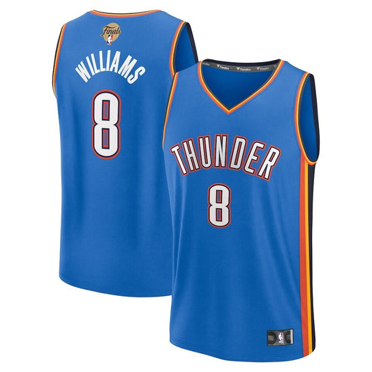 Oklahoma City Thunder #8 Jalen Williams 2025 NBA Finals Fast Break Replica Player Jersey - Blue - Icon Edition