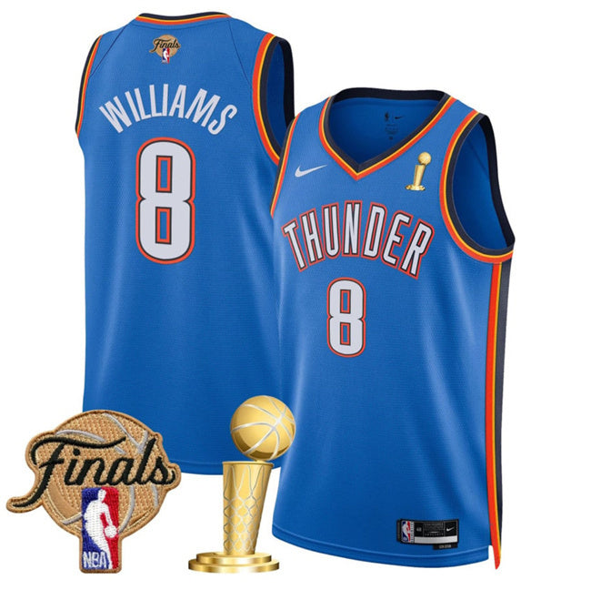 Oklahoma City Thunder #8 Jalen Williams Blue 2025 Finals Patch And Finals Champions