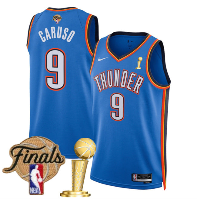 Oklahoma City Thunder #9 Alex Caruso Blue 2025 Finals Patch And Finals Champions