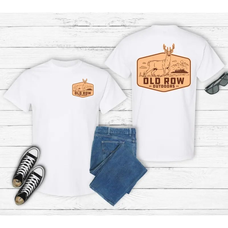 Old Row Outdoors Deer Front and Back Graphic Gildan-Unisex T-Shirt Cotton Fabric