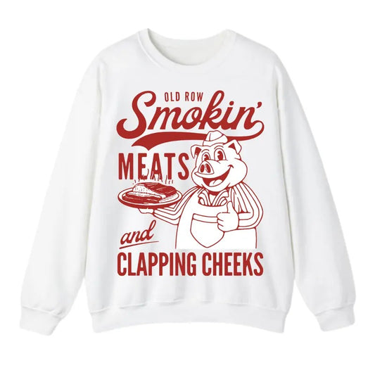 Old Row The Smokin' Meats Graphic Sweatshirt, For Men And Women, Trendy Sweatshirt