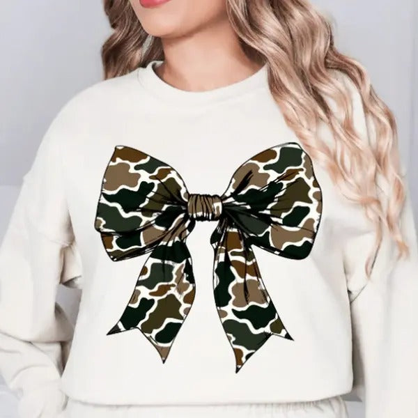 Old School Camo Bow Sweat Shirt - Gildan Sweatshirt - Super Soft Hoodie | InkThreadWorks.com