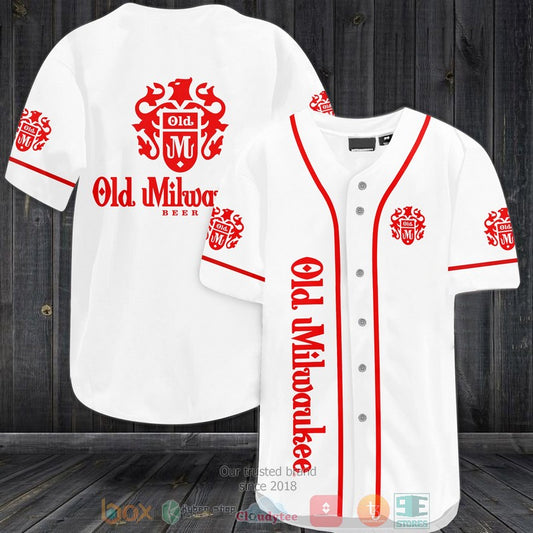 Old Milwaukee beer white red Baseball shirt