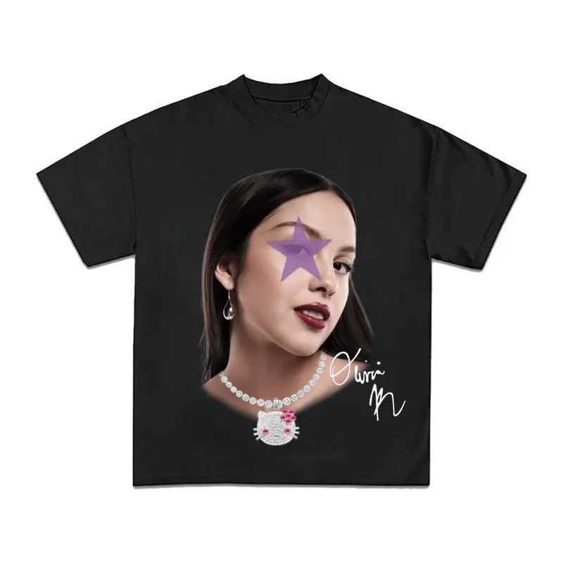 Oliviia Liv Kitty Pop Star Signature T-Shirt Graphic Tee Casual Cotton Streetwear