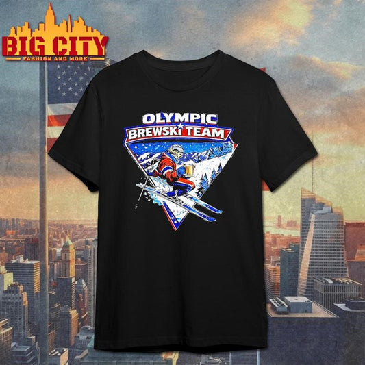 Olympic Brewski Team Drink Beer Skiing Logo Shirt