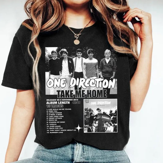 One Direction Graphic Album Music Shirt, 1D Take Me Home Pop Music Tour Shirt, One Direction Shirt Gift For Fan