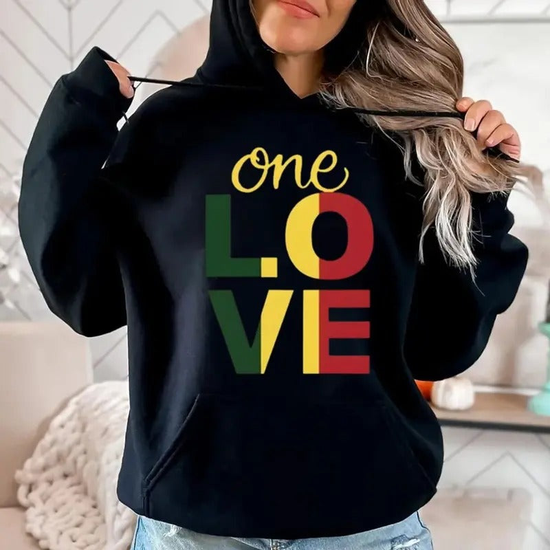 One Love Shirt, Sweatshirt, Jamaica Reggae Music Rasta Pride Peace Love Hoodie, Unisex Sweater Pullover Tee