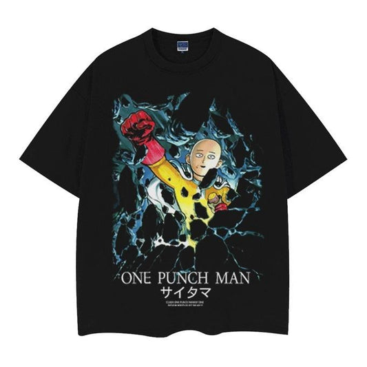 One Punch Man "Hero Saitama" Vintage Oversized Tee Anime T-shirt 100% Cotton Original Design Men's Top Streetwear Casual