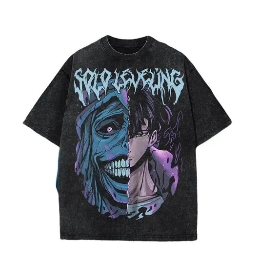 One-Sided Design | Heavy Oversized Acid-Washed Unisex Anime T-Shirt | Streetwear & Gym Style
