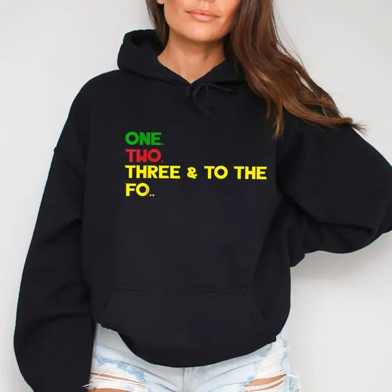 One Two Three Quote, 90's Graphic Hoodie Casual Street Style Fleece Fabric Pullover Hooded Sweatshirt for Women for Men, Perfect Gift