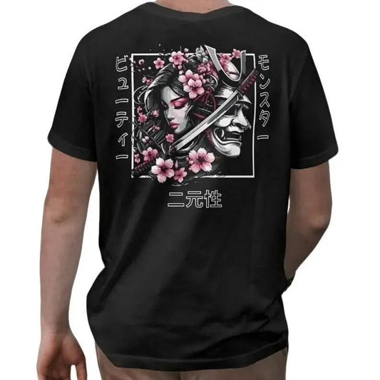 Oni Samurai & Geisha Tee, Sakura Cherry Blossom Tee, Harajuku Style Hoodie, Sweatshirt | InkThreadWorks.com