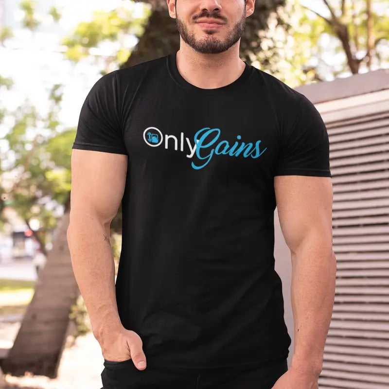 Only Gains Funny T Shirt For Gym Bro Gym T-Shirt Funny Mens Fitness Tee Hoodie, Sweatshirt | InkThreadWorks.com
