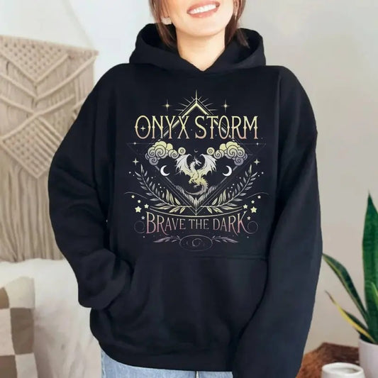 Onyx Storm Brave The Dark Shirt, Book Lovers, Fourth Wing Series Sweatshirt, Basgiath War College Bookish Merch, The...