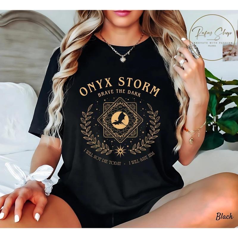 Onyx Storm Brave The Dark Shirt, Fantasy Book Shirt, Reading Lover Tee, Dragon Lover Gift, Fourth Wing Shirt, Dragon...