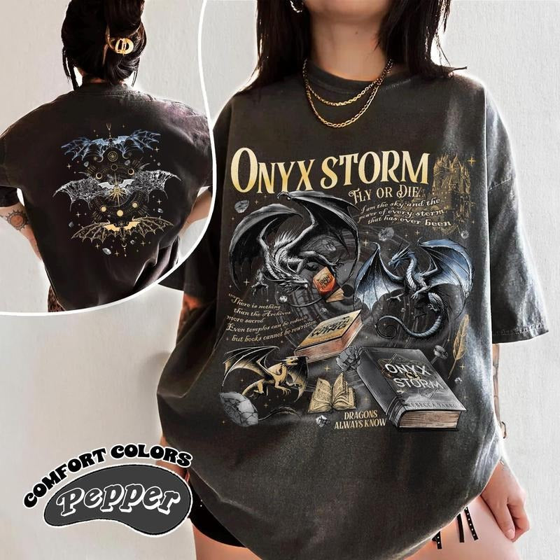 Onyx Storm Brave The Dark T-Shirt | Fourth Wing Series Tee For Fan | Violet Sorrengail Dragon Rider | Gift For Book Lover...
