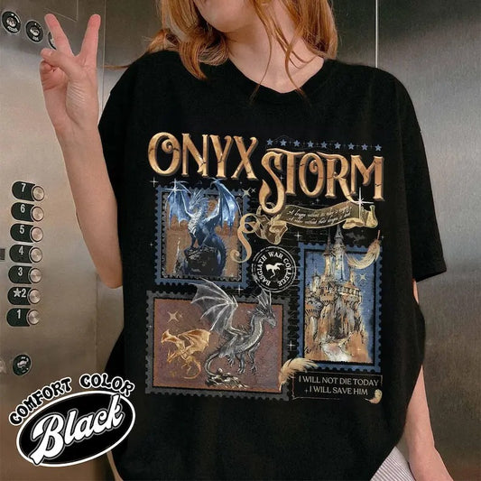 Onyx Storm Dragon Shirt, Basgiath War College Shirt, Dragon Rider Shirt,Fantasy Book Club Stamp Shirt,Fourth Wing Series...