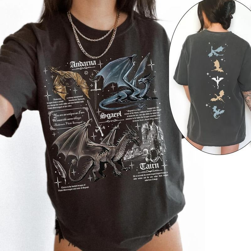 Onyx Storm Shirt, Fourth Wing Dragons Tairn Andarna Dragon Rider Tshirt Basgiath War College Tee Bookish Gift for...