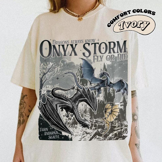 Onyx Storm T-Shirt | Fourth Wing Series Shirt | Dragon Rider | Bookish Tee Gift For Book Lover | Fantasy Book |...