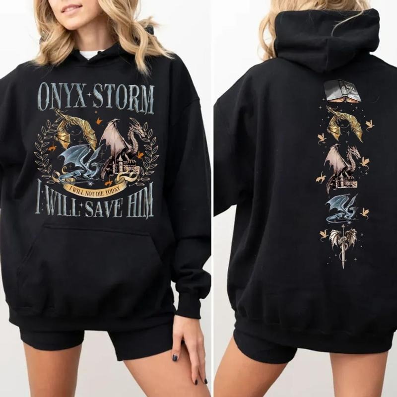 Onyx Storm T Shirt 2 Sides, Fourth Wing Series Sweatshirt, Dragon Rider Hoodie, Bookish Tee Gift For Book Lover, Fantasy...