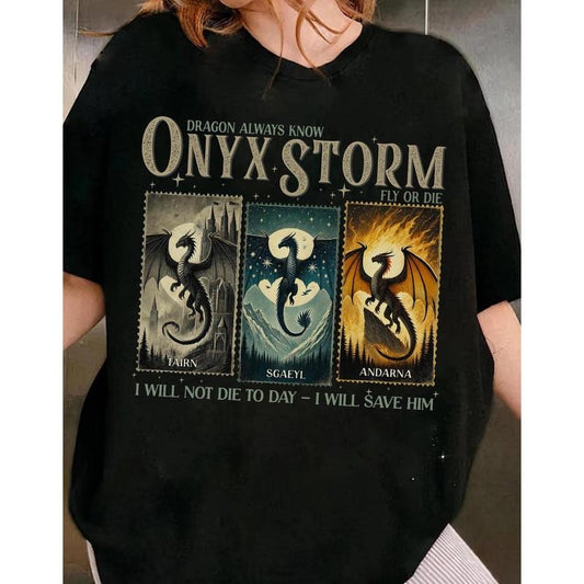 Onyx Storm T-Shirt , Dragon Rider,Fourth Wing Series Shirt , Bookish Tee Gift For Book Lover,Fantasy Book , Tairn&Andarna...