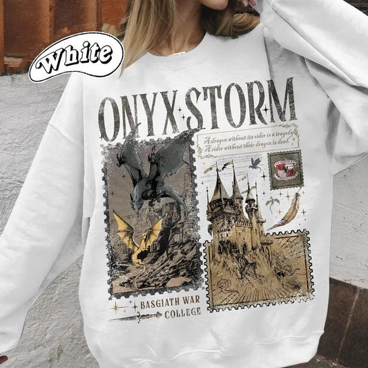 Onyx Storm Tshirt Sweatshirt, Fourth Wing Series Shirt, Dragon Rider, Bookish Tee Gift For Book Lover, Tairn &Andarna, Unisex Sweater Pullover Tee