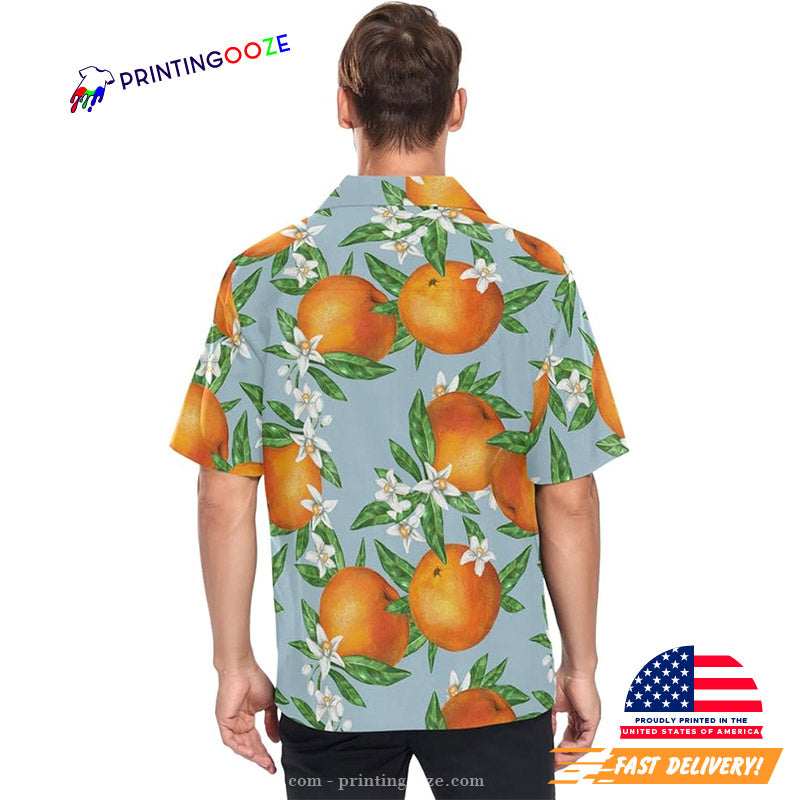Orange Fruits And Flowers Hawaiian Shirt