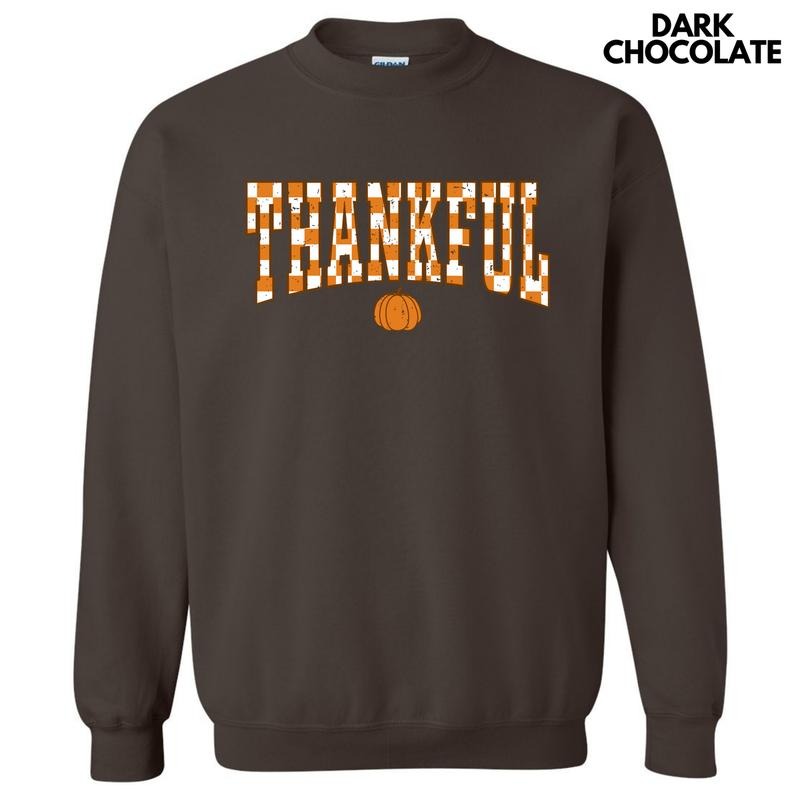 Orange Thankful Checkered  Sweatshirt 'NLB' T-Shirts, Hoodie | InkThreadWorks.com