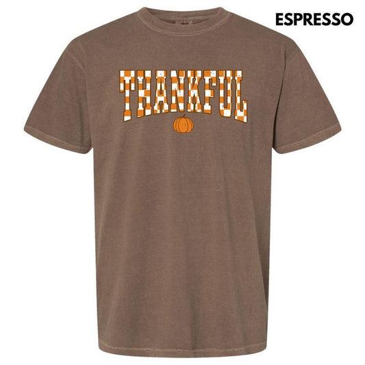 Orange Thankful Checkered Comfort Colors T-Shirt 'NLB' Hoodie, Sweatshirt | InkThreadWorks.com