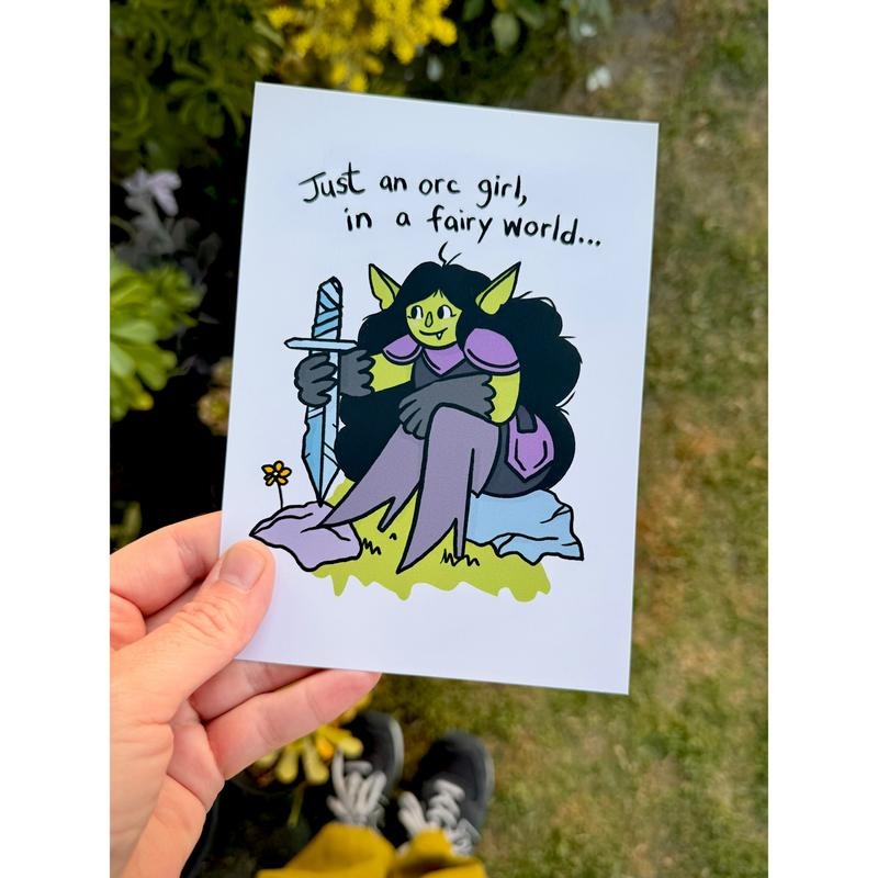 Orc Girl Fairy World Print 5x7 inkjet on archival matte paper. T-Shirts, Hoodie, Sweatshirt | InkThreadWorks.com