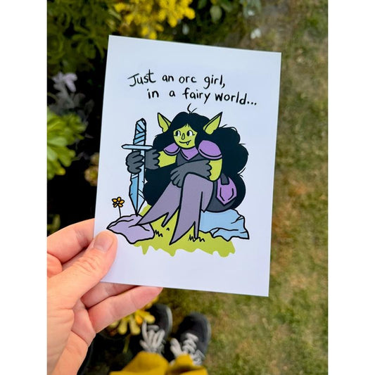 Orc Girl Fairy World Print 5x7 inkjet on archival matte paper. T-Shirts, Hoodie, Sweatshirt | InkThreadWorks.com