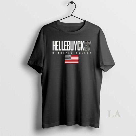 Original Connor Hellebuyck 37 Winnipeg Jets Usa Flag Elite