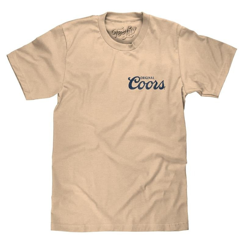 Original Coors Rodeo Legend Double Sided Beer Logo T-Shirt - Cream graphic tee