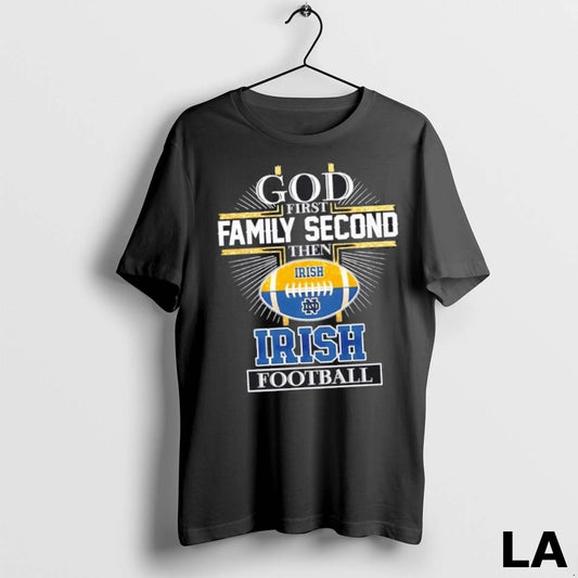 Original God First Family Second Then Notre Dame Fighting Irish Football Cross