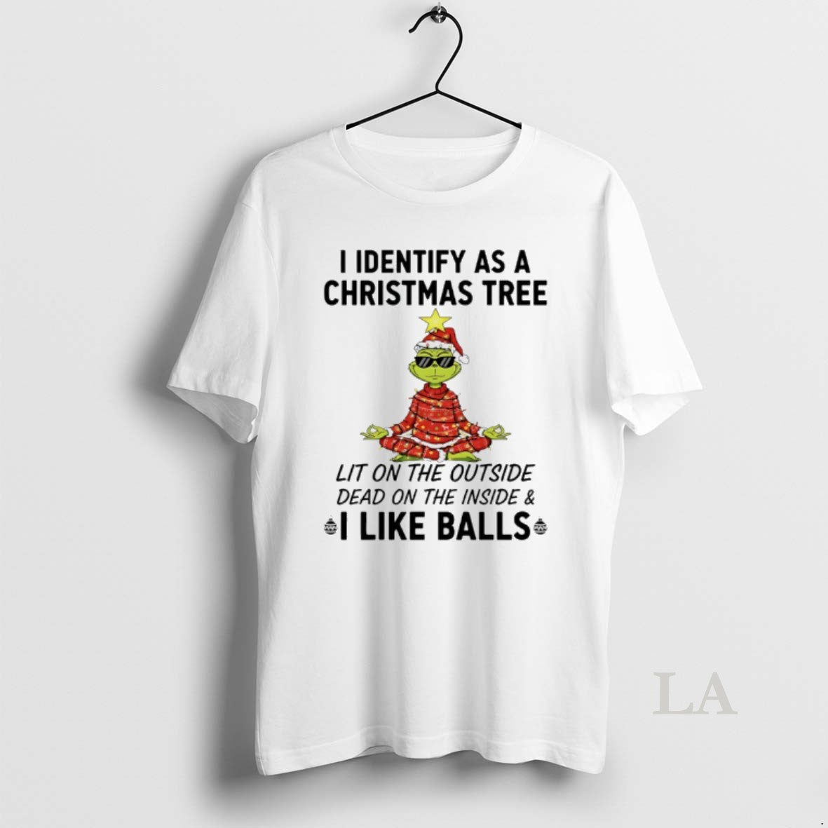 Original Grinch Yoga I Identify As A Christmas Tree Lit On The Outside Dead On T-Shirts, Hoodie, Sweatshirt