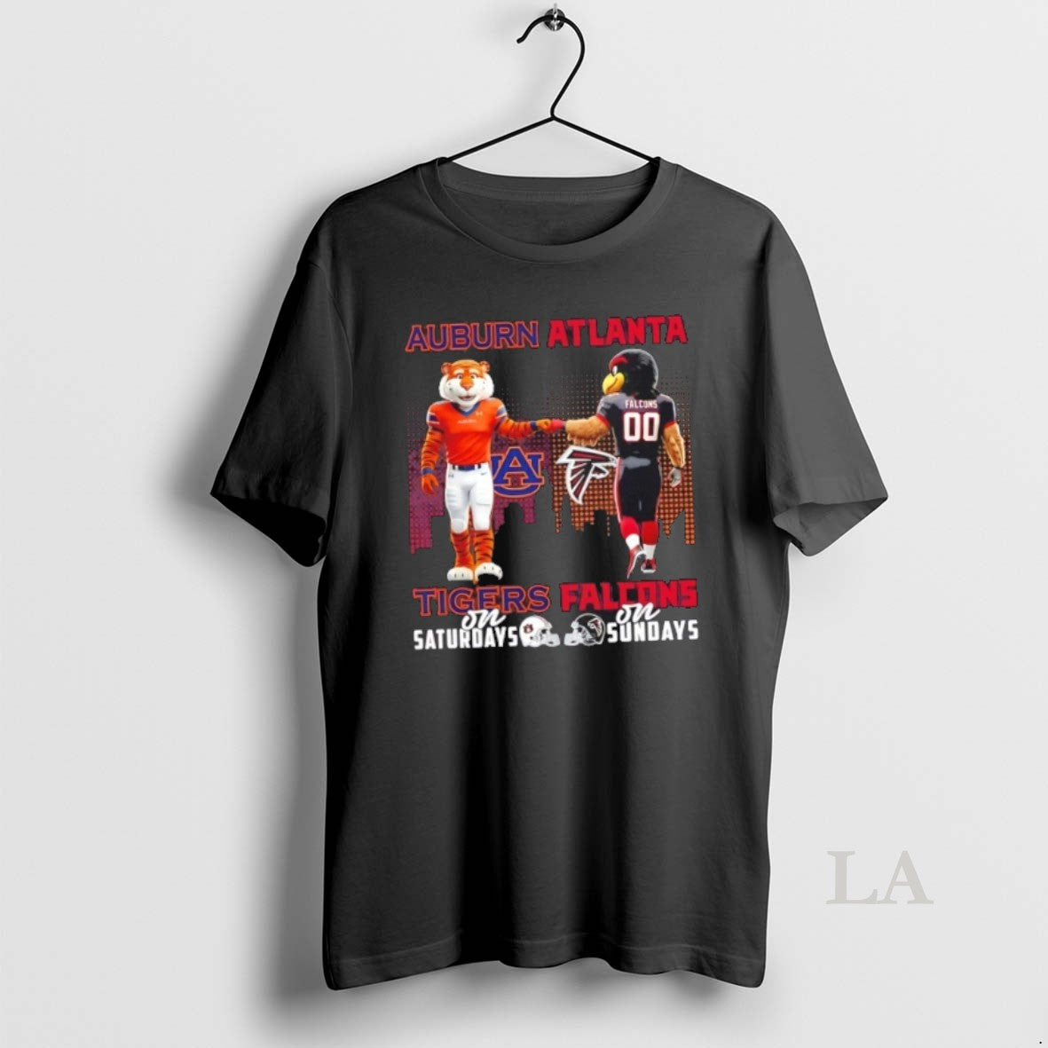 Original Mascots Auburn Tigers On Saturdays X Atlanta Falcons On Sundays Skyline T-Shirts, Hoodie, Sweatshirt