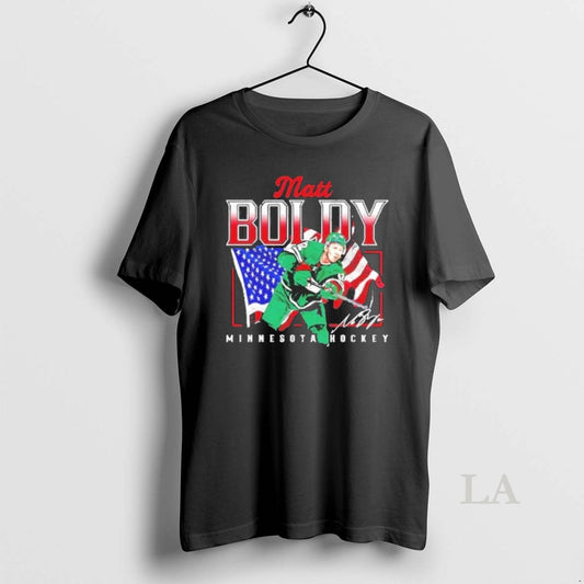 Original Matt Boldy Minnesota Wild Usa Flag Graphic