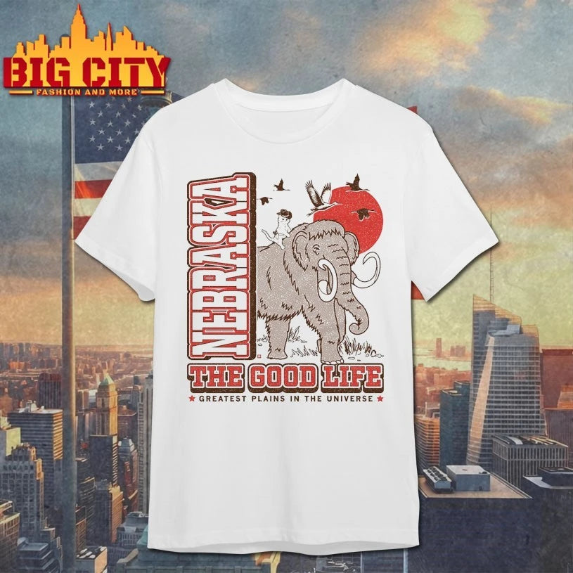 Original Nebraska Mammoth Max the good life greatest plains in the universe T-Shirt