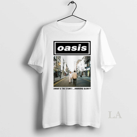 Original Oasis White Tee Whats The Story Morning Glory Hoodie, Sweatshirt | InkThreadWorks.com