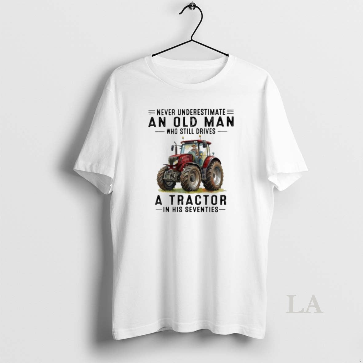 Original Old Man Drives Tractor Seventies