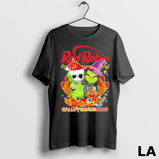 Original The Grinch And Santa Jack Red Robin Logo Hallothanksmas