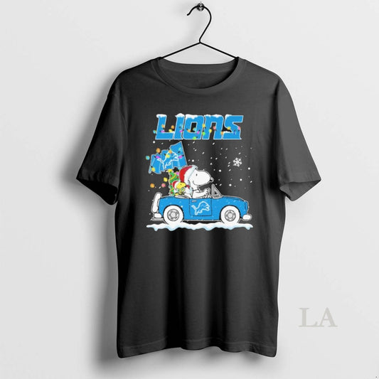 Original The Peanuts X Detroit Lions Driving Car Christmas T-Shirts, Hoodie, Sweatshirt | InkThreadWorks.com
