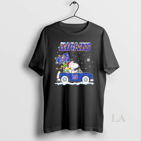 Original The Peanuts X New York Giants Driving Car Christmas T-Shirts, Hoodie, Sweatshirt | InkThreadWorks.com