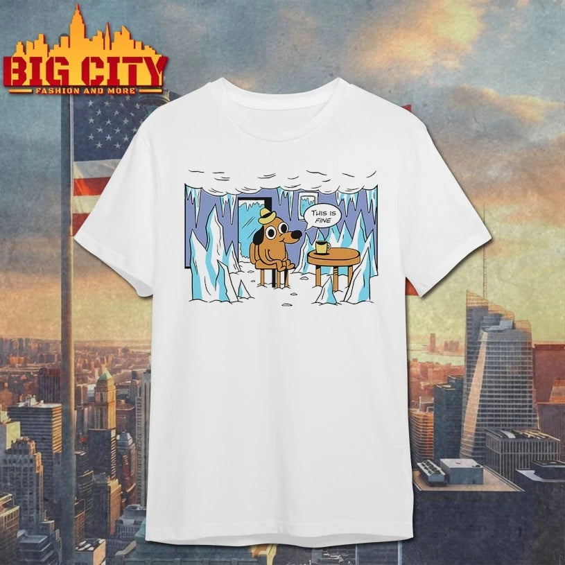 Original This Is Fine, Everything is Frozen T-Shirt