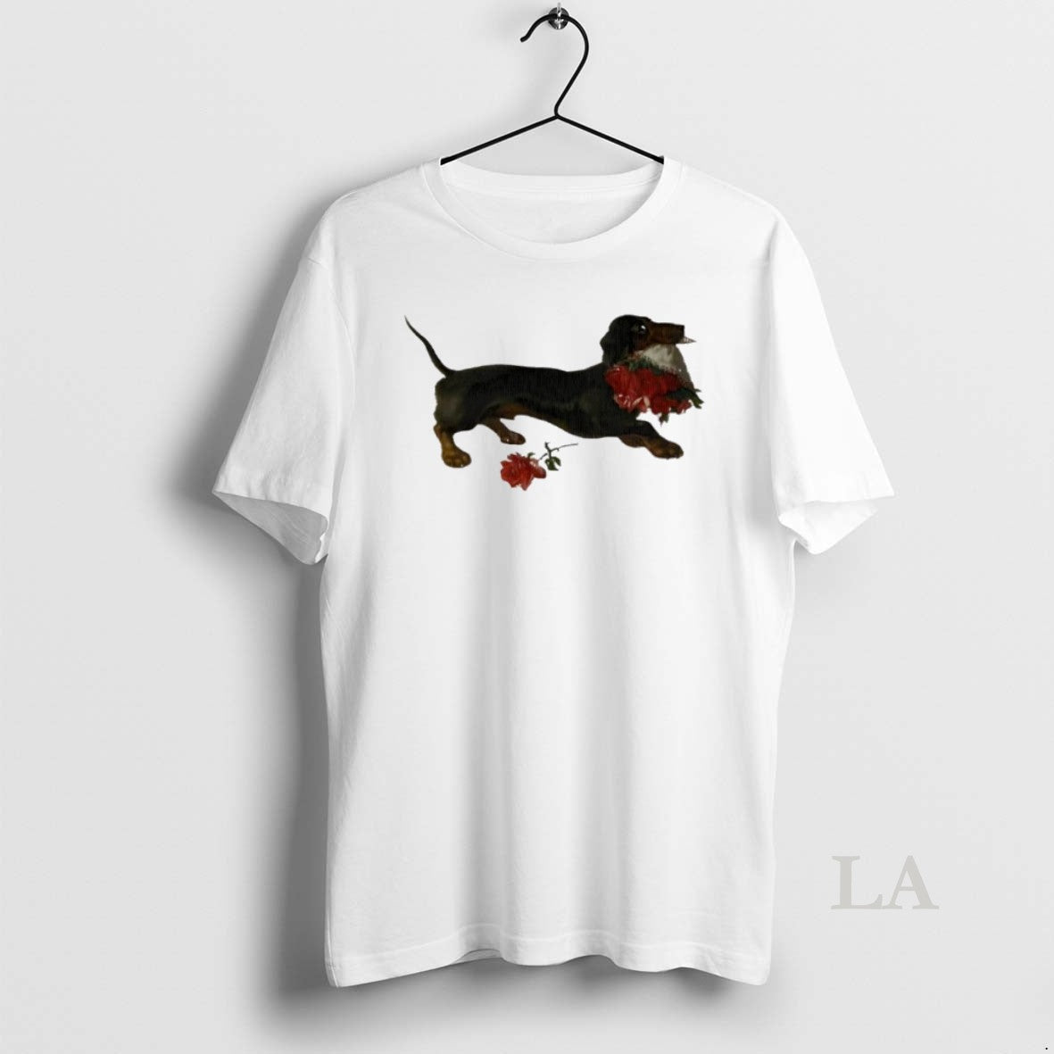 Original Top Dachshund Running With A Bouquet Of Red Flowers In Her Mouth T-Shirts, Hoodie, Sweatshirt | InkThreadWorks.com