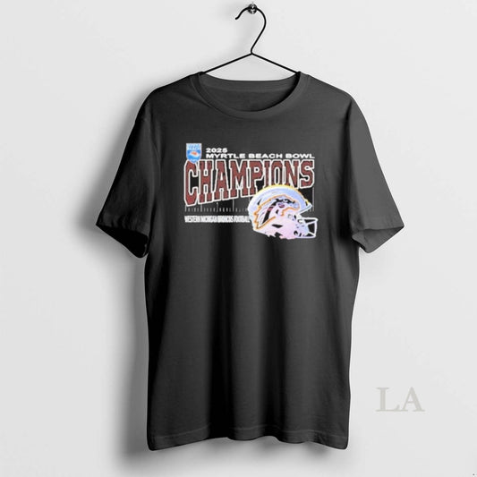 Original Western Michigan Broncos 2025 Myrtle Beach Bowl Champions Helmet T-Shirts, Hoodie, Sweatshirt | InkThreadWorks.com